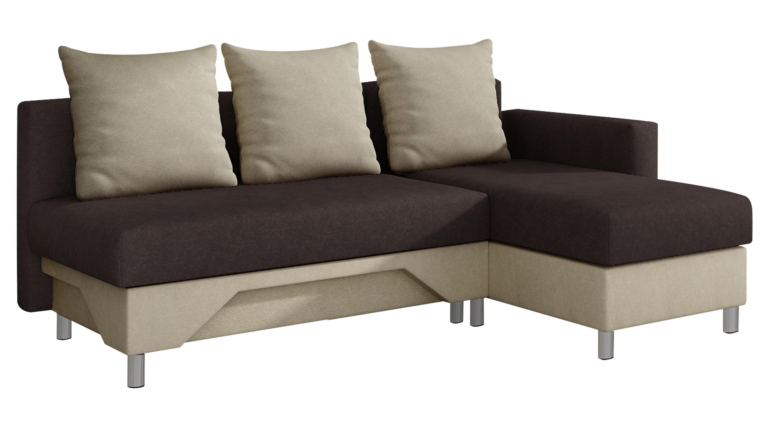 ECKSOFA Tom, Seite: Rechts - Beige/Braun, Holz/Kunststoff (215/133cm) - MIRJAN24