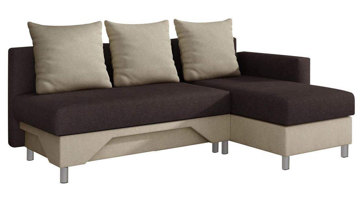 ECKSOFA Tom, Seite: Rechts - Beige/Braun, Holz/Kunststoff (215/133cm) - MIRJAN24