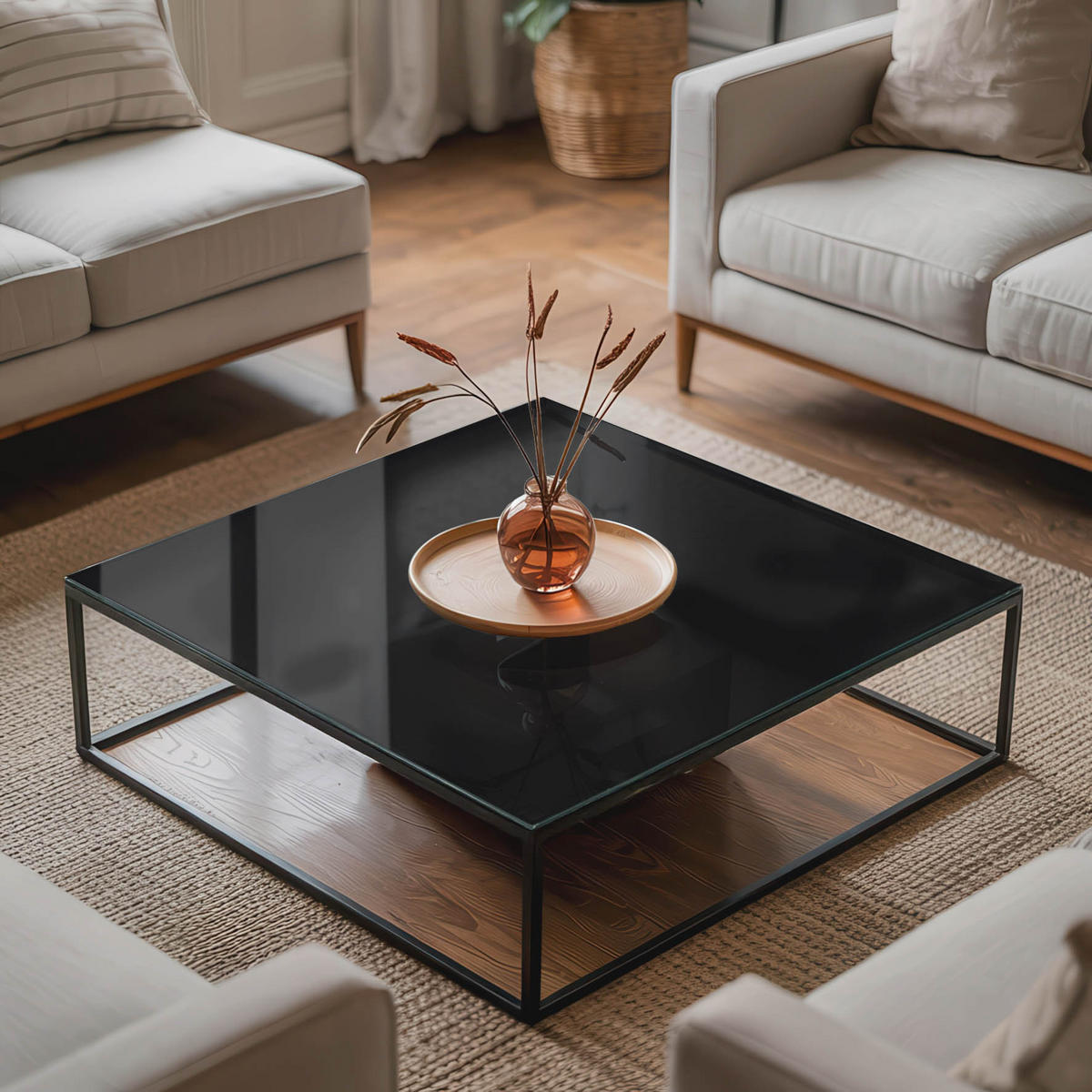 TISCHPLATTE 60x60 cm Glatte Schwarze Oberfläche - Schwarz Hochglanz/Schwarz, Glas (60/60/0.4cm) - TULUP