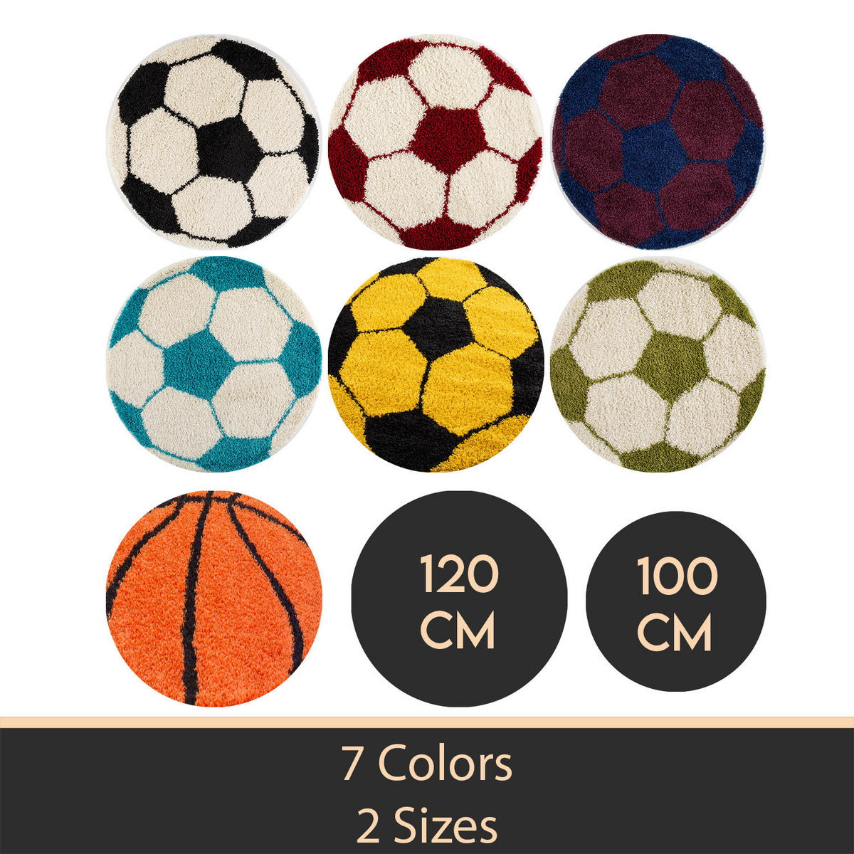 TEPPICH Kinder Hochflor Fußball Motiv Polypropylen Kinderzimmer Rot Rund 100x100 - Rot, Textil (100/100cm) - KADIMA DESIGN