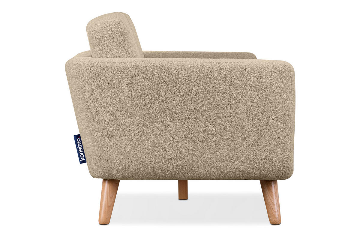 3-SITZER-SOFA TAGIO mit Armlehnen, Beige - Beige/Braun, Buchenholz/Textil (88/80/190cm) - KONSIMO®