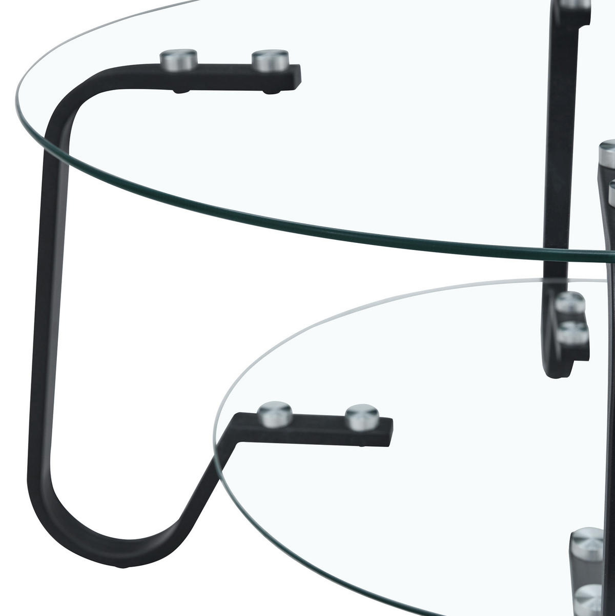 COUCHTISCH 80/80/45 cm rund mit 2 Glasablagen und Metallgestell im Industrial-Stil, Schwarz - Schwarz, Metall (80/80/45cm) - Redom