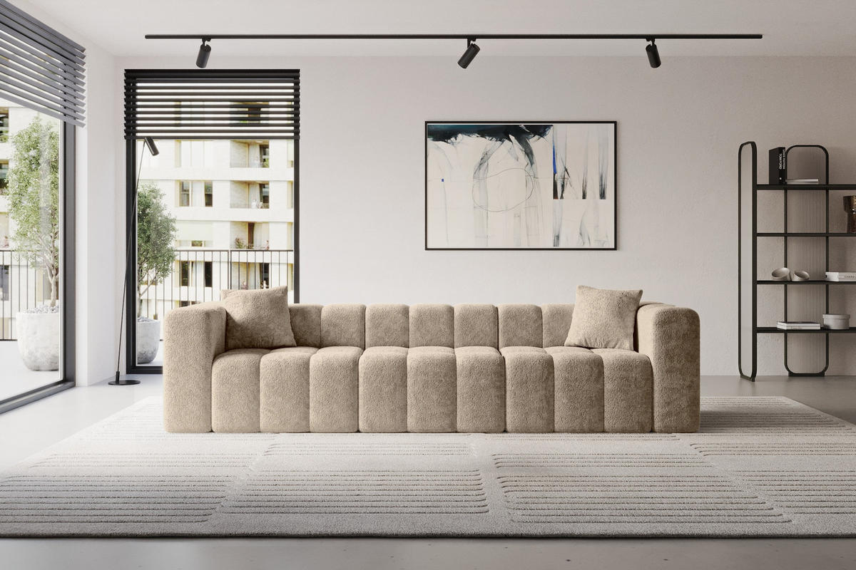 POHOVKA 3-MÍSTNÁ DONY-3 315x90x71 cm Hnědá Žinylka - černá/koňaková, kompozitní dřevo/textil (315/71/90cm) - ALTDECOR