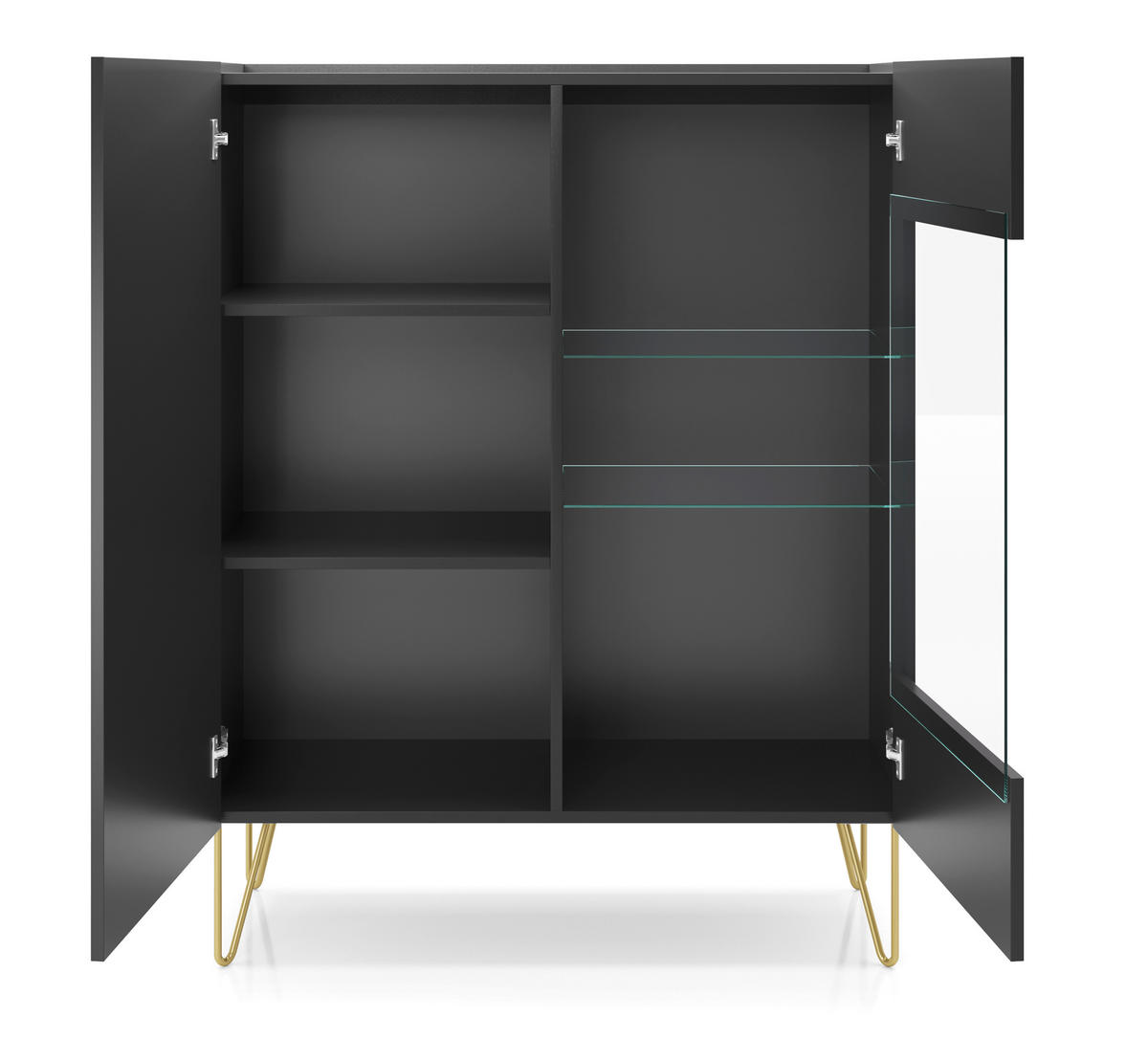 VITRINE in Graphitfarben - Graphitfarben, Holzwerkstoff (97/122/37cm) - MASSENO