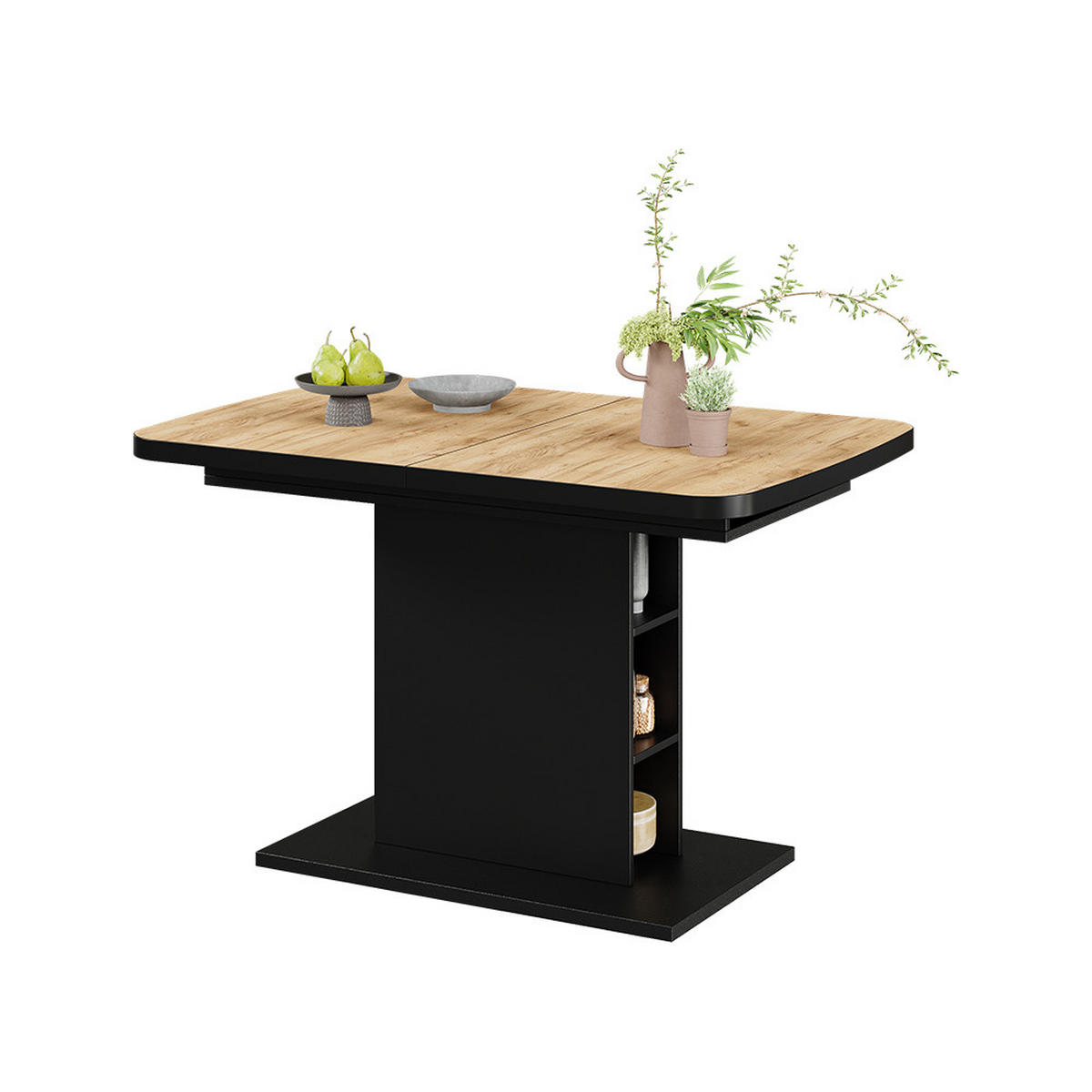 ROZKLÁDACÍ JÍDELNÍ STŮL Fenaro Černý/zlatý dub - barva dubu, kompozitní dřevo (80/120/77.3cm) - Vicco