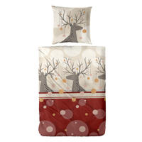 BETTWÄSCHE Biber 155x220 Weihnachten Hirsche Flanell Winter Bettbezug Kuschelig warm - Rot, Textil (155/220cm) - Carpe Sonno