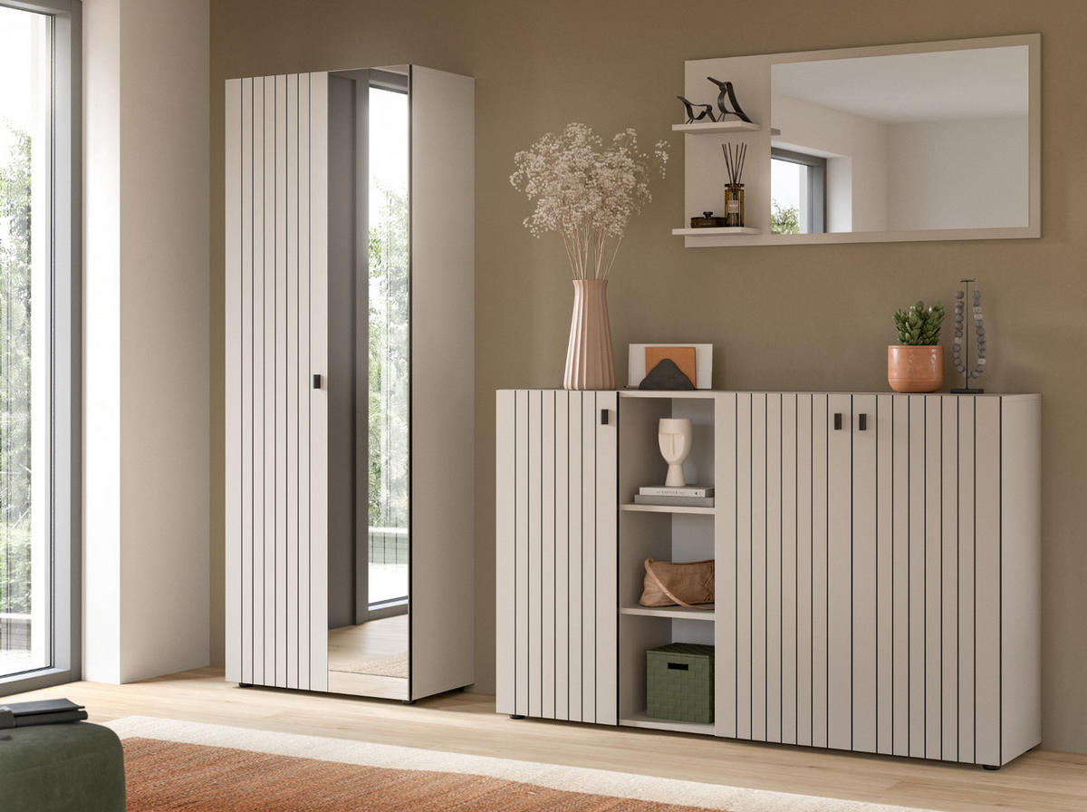 WANDSPIEGEL Kaschmir 106 x 55 cm, Garderobenspiegel mit Regalböden - Kaschmir, Glas/Holzwerkstoff (106/55/16cm) - Inn.Furn