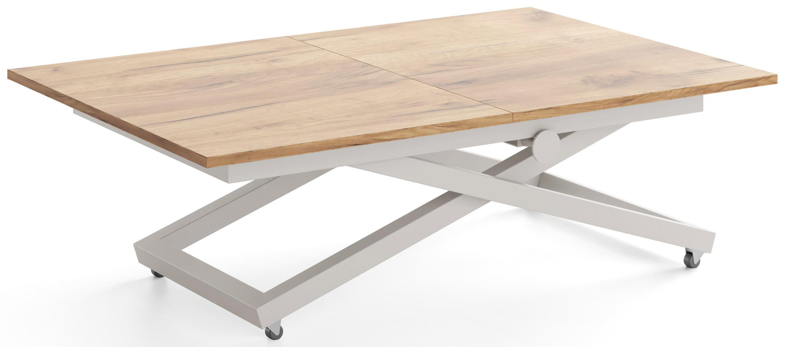 COUCHTISCH Axen höhenverstellbar ausziehbar, Eiche Braun 120-160/80/38-75 cm - Kaschmir/Beige, Holzwerkstoff/Metall (80/160/75cm) - WFL GROUP