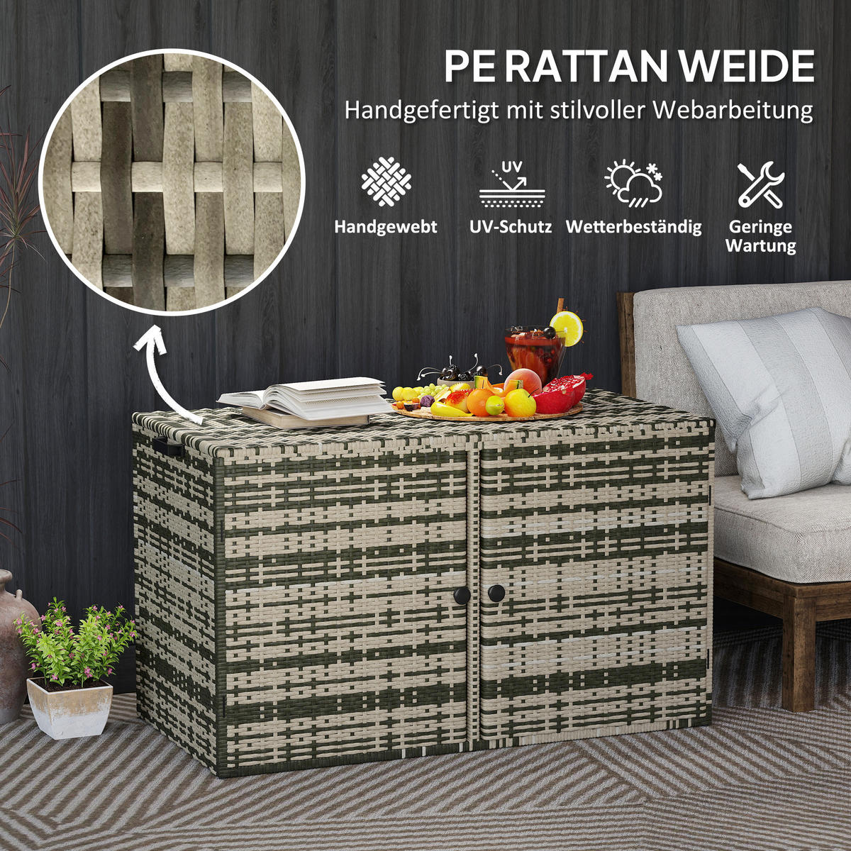 AUFLAGENBOX DE-06647 350L, 2 Ebenen, mit Deckel Mischgrau - Multicolor, Kunststoff/Metall (57/69/118cm) - ComfortXL