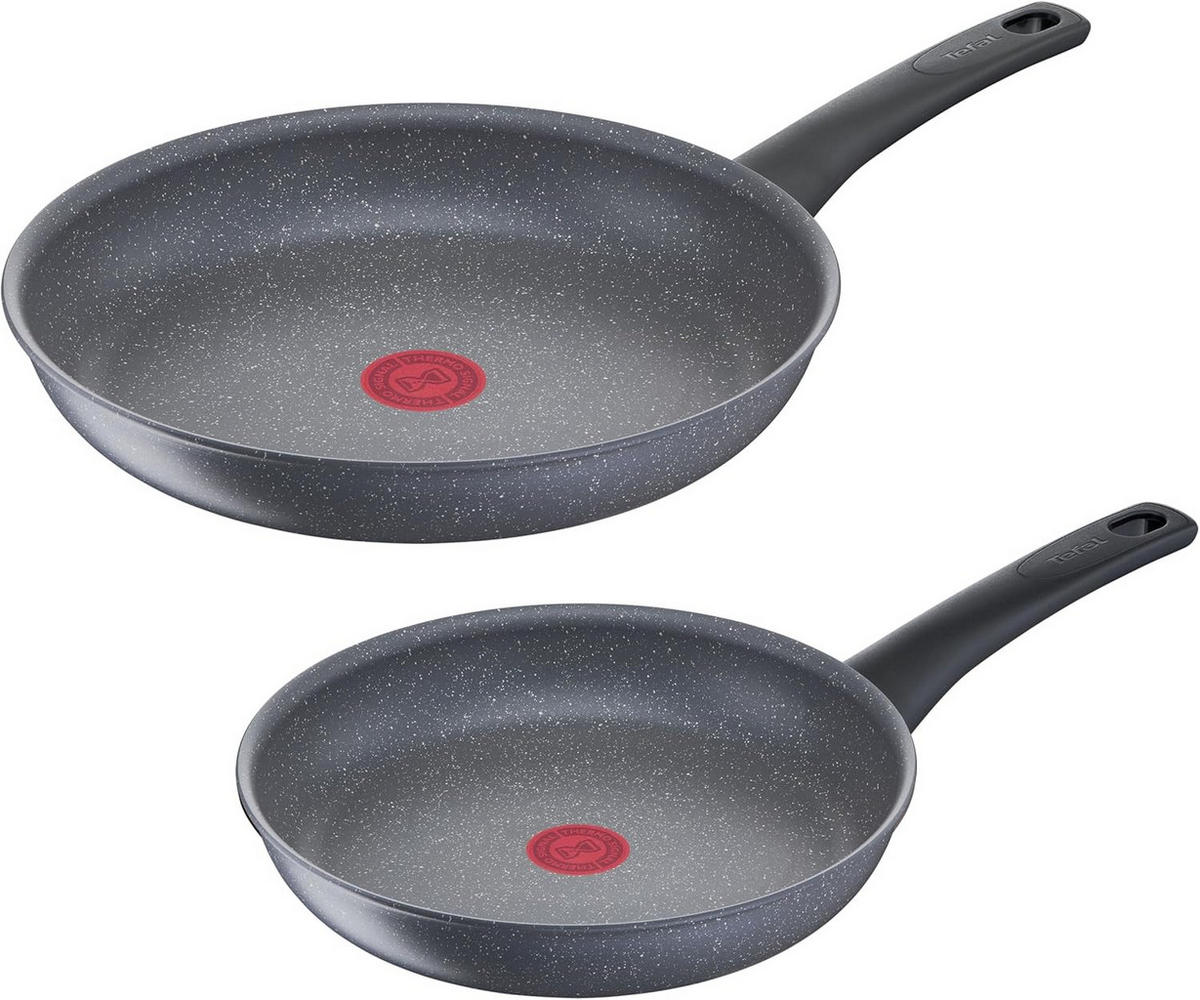 PFANNENSET G15090 Healthy Chef, Pfannen Set 2-teilig Bratpfannen 24 cm 28 cm Antihaft Pfanne Induktion,Spülmaschinenfest grau, Bratpfanne - Schwarz, Keramik/Kunststoff - Tefal