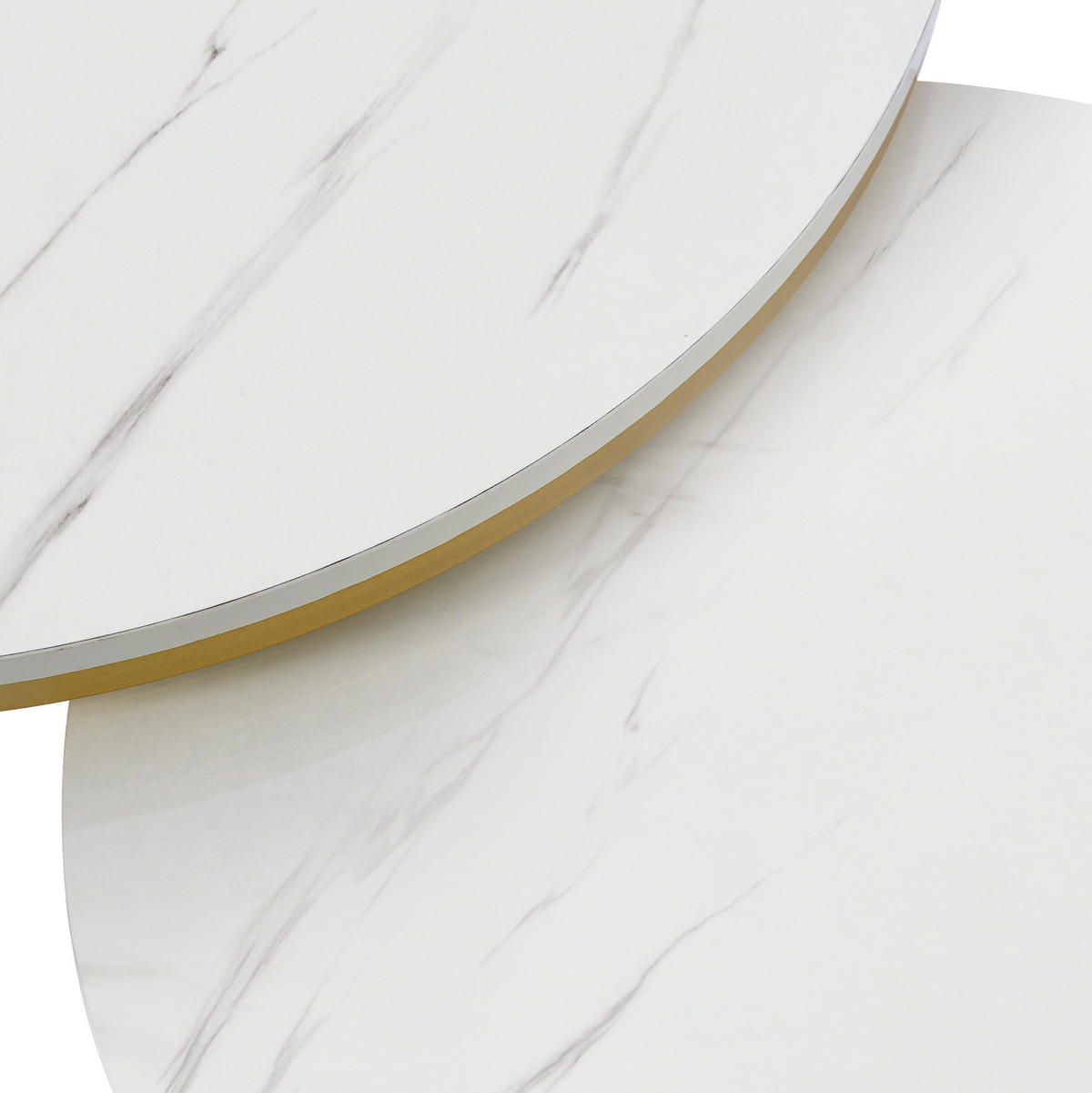 COUCHTISCH 2er-Set rund nestbar MDF Gloss White - Weiß, Holz (70/70/45cm) - Meubliv