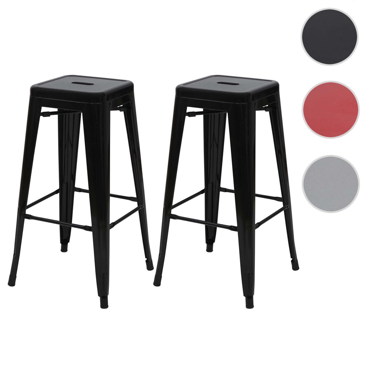 BARHOCKER Schwarz 2er-Set - Schwarz, Metall (43/77/43cm) - MCW