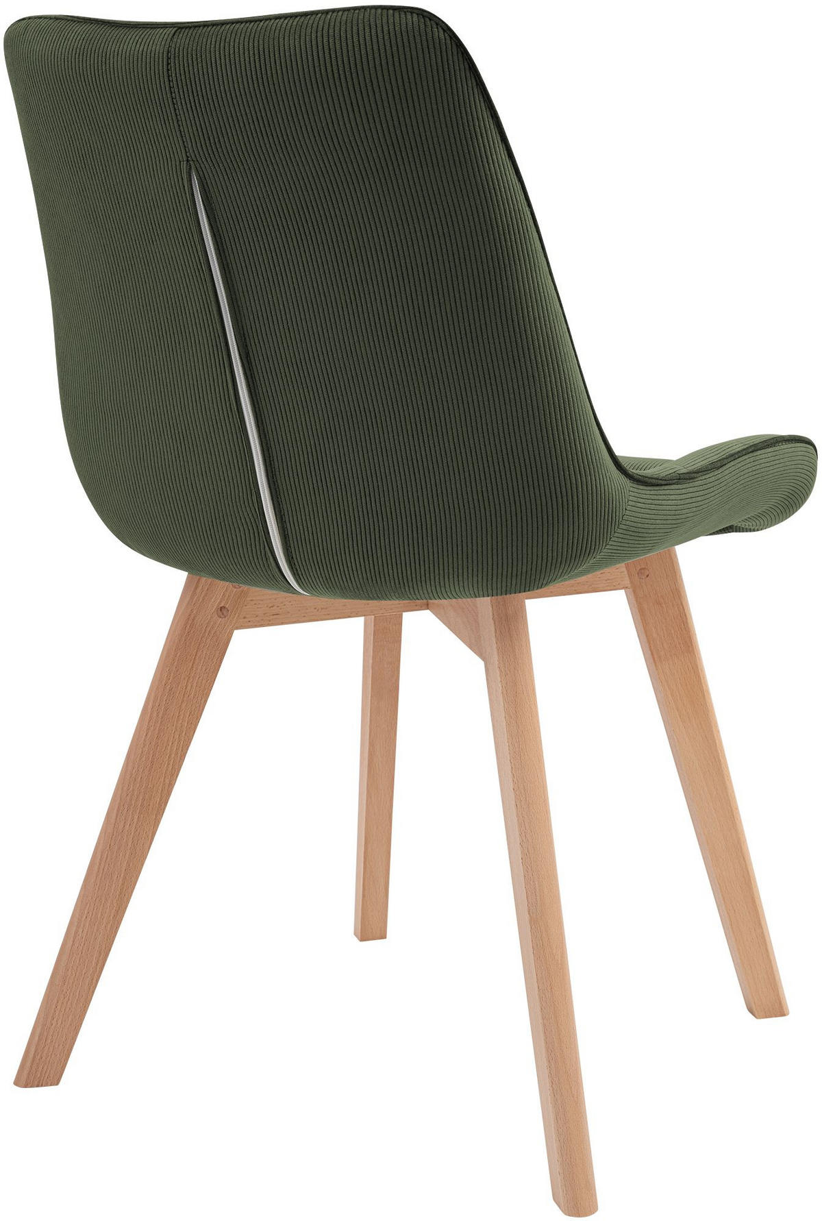 STUHL Cord Grün - Eukalyptusholzfarben/Grün, Holz/Textil (53/84/63cm) - CLP