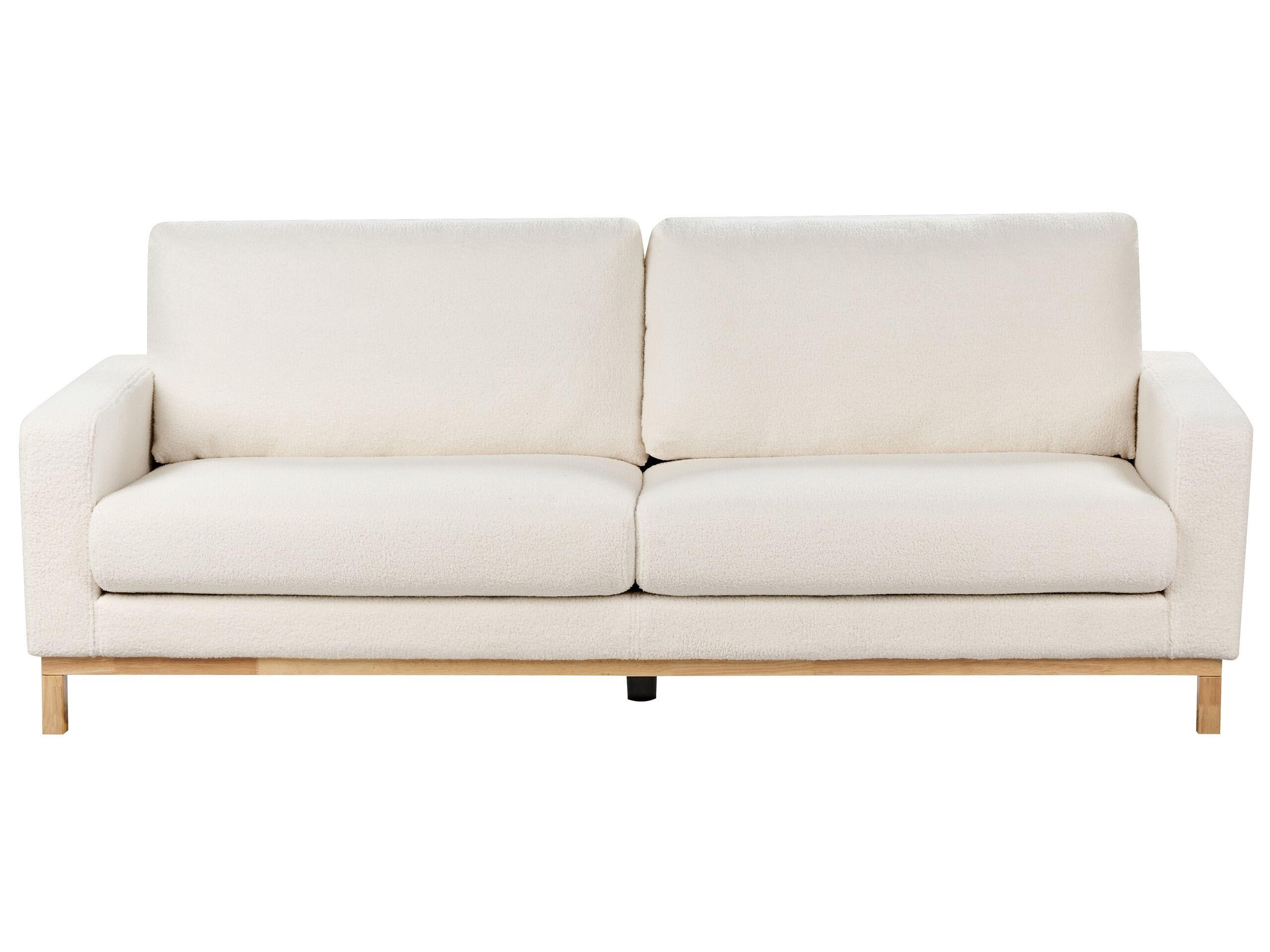 3-SITZER-SOFA Bouclé weiß/hellbraun Siggard - Hellbraun/Weiß, Textil (217/84/92cm) - Beliani