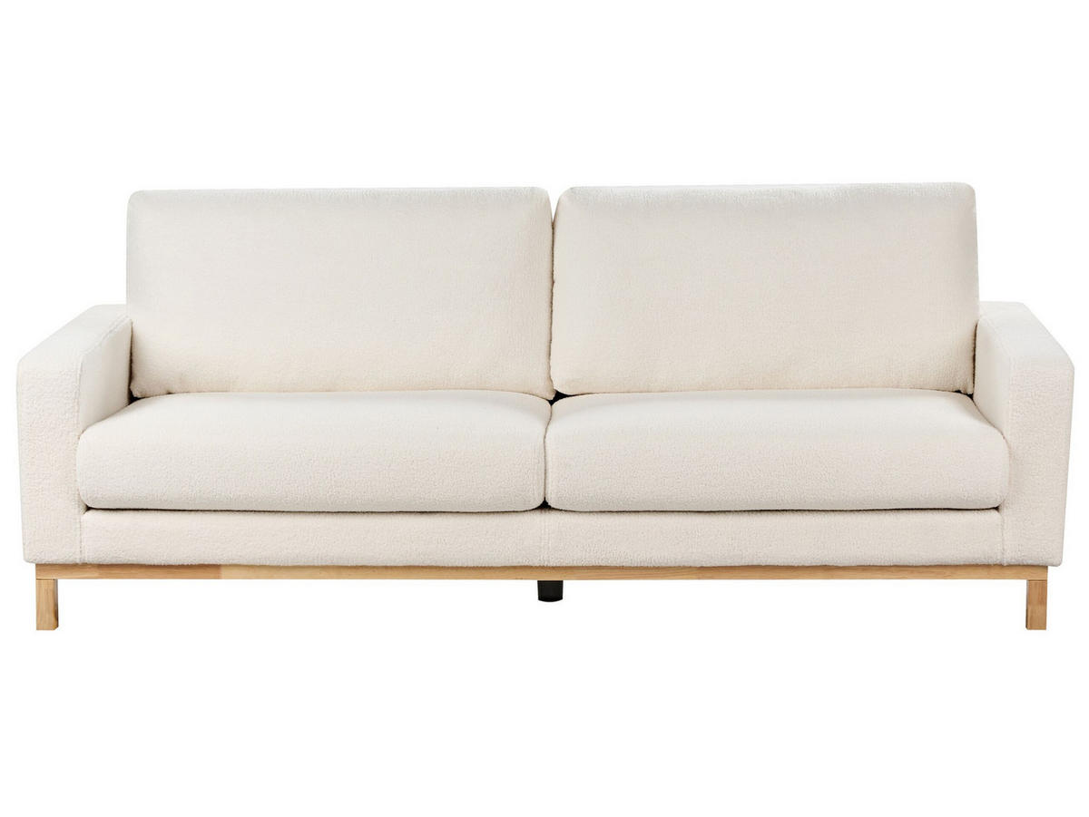 3-SITZER-SOFA Bouclé weiß/hellbraun Siggard - Hellbraun/Weiß, Textil (217/84/92cm) - Beliani