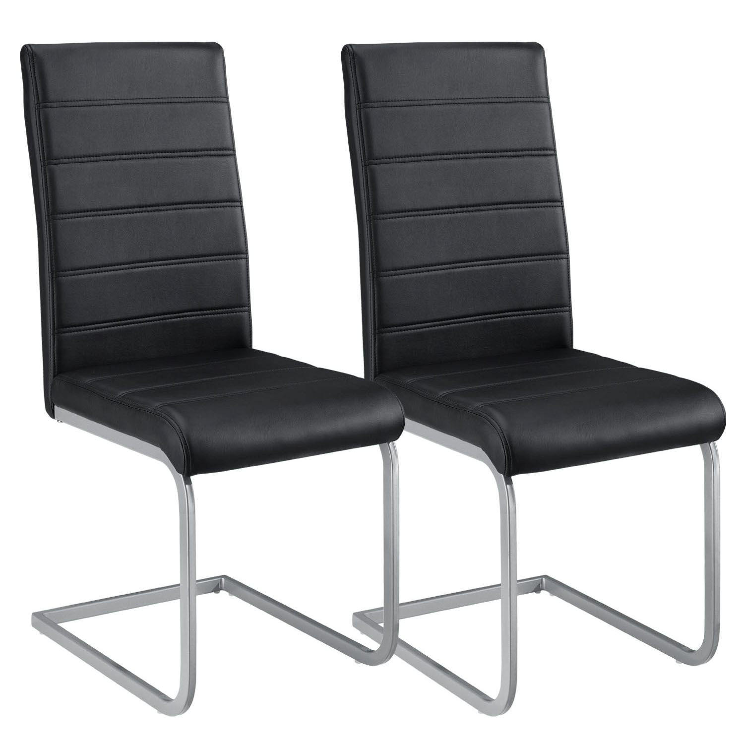 SCHWINGSTUHL Vegas schwarz Kunstleder (2er Set) - Schwarz, Textil (41/101/52cm) - Juskys