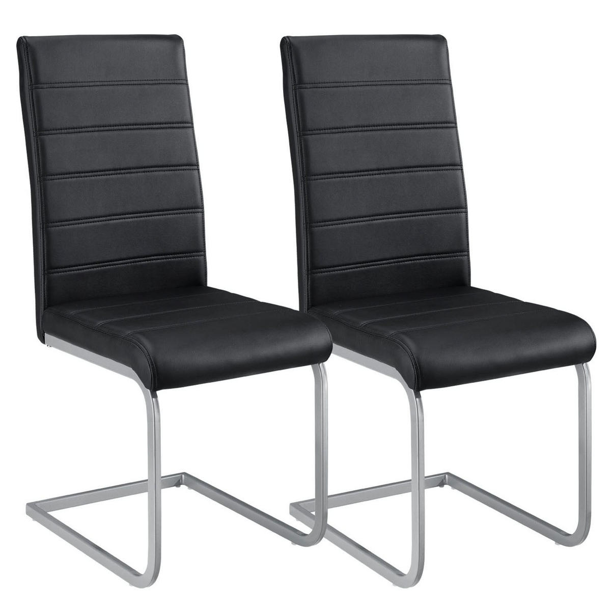 SCHWINGSTUHL Vegas schwarz Kunstleder (2er Set) - Schwarz, Textil (41/101/52cm) - Juskys