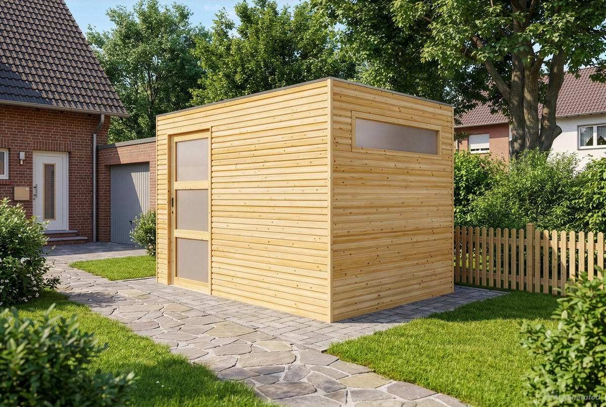GERÄTEHAUS Holz Qube Slide - Braun, Holz (300/216/210cm) - Alpholz