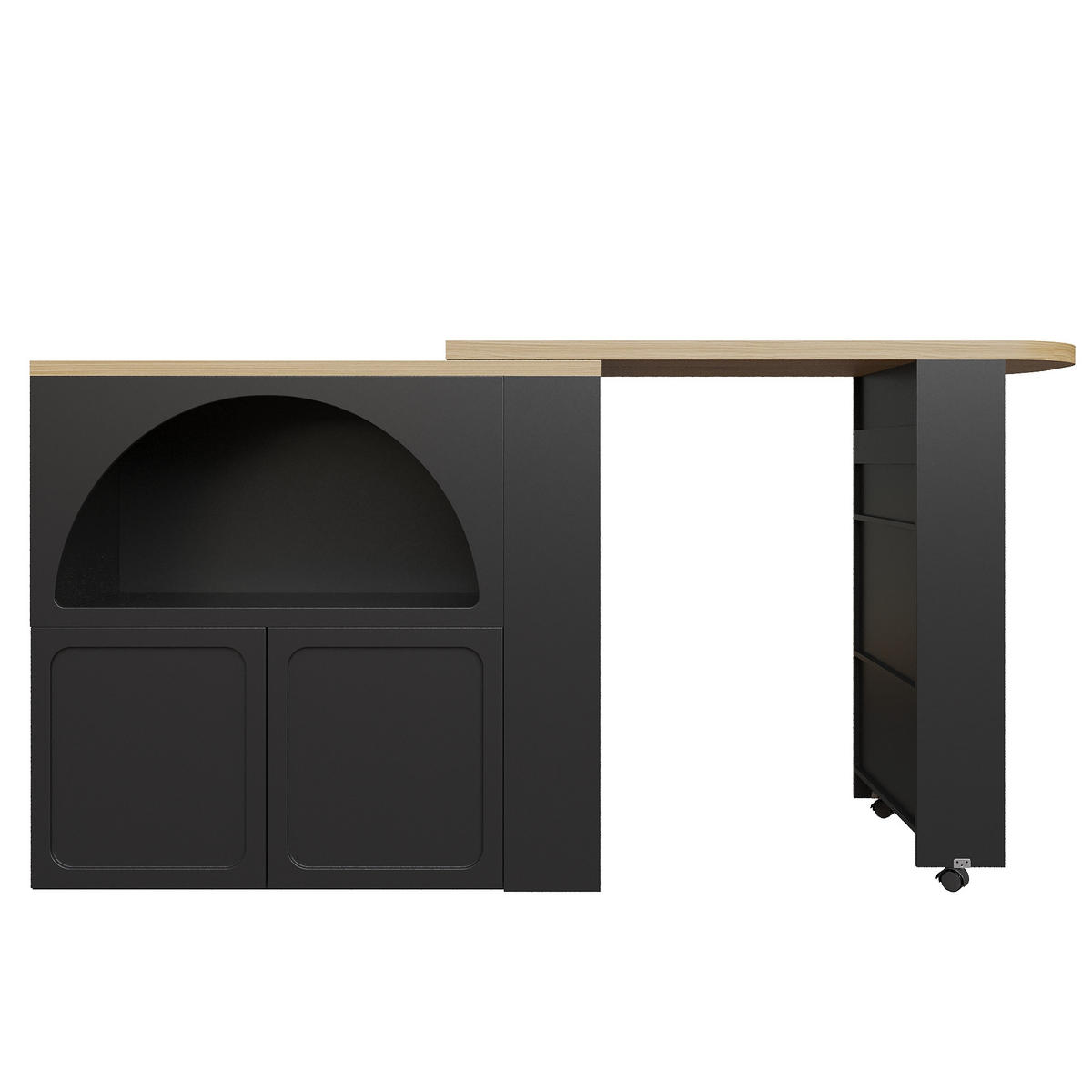 BARTISCH Ausziehbar 138-220cm Holzoptik mit Weinregal & Schubladen - Schwarz, Holzwerkstoff (39/205/100cm) - Urban Meuble