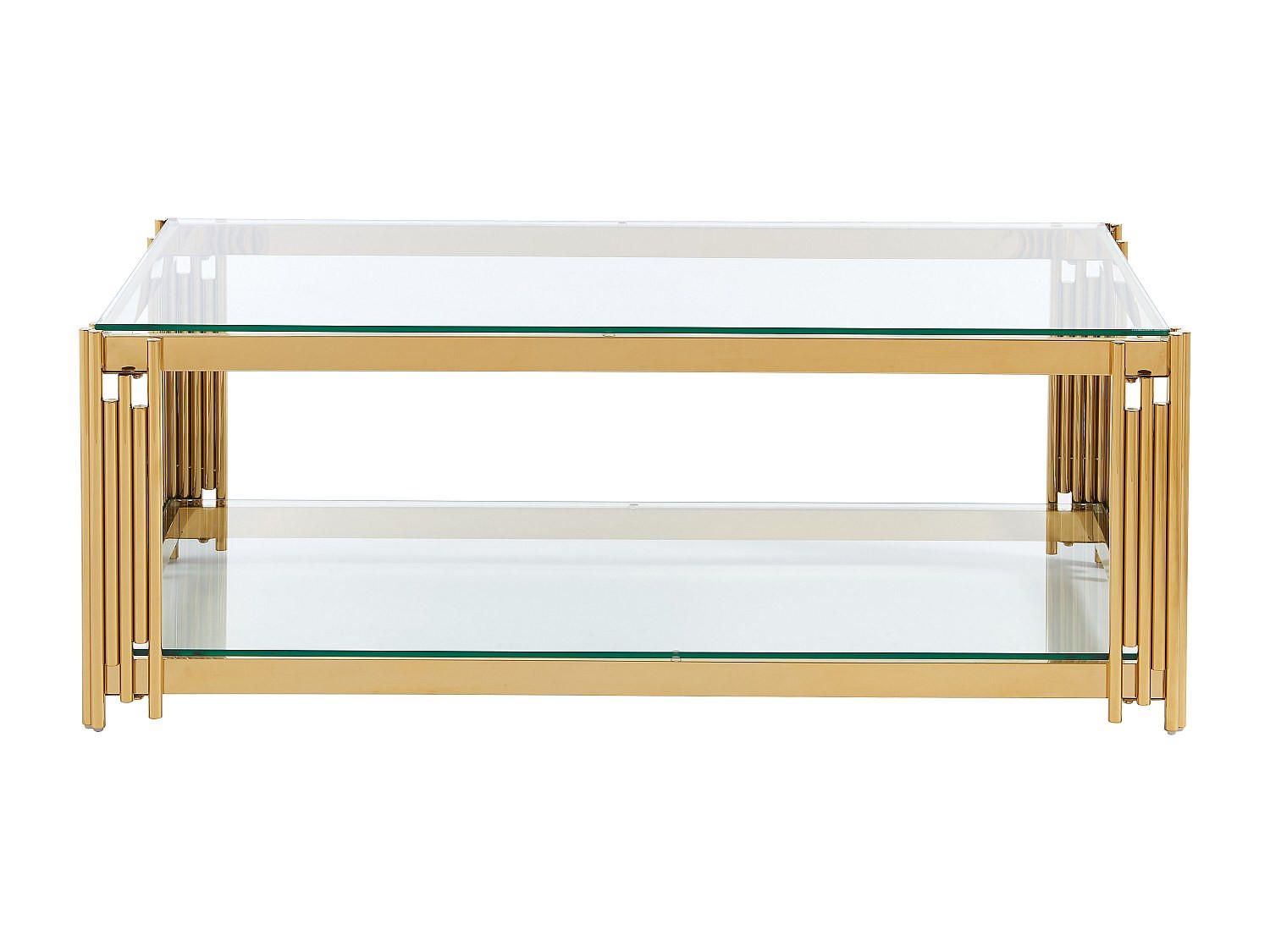COUCHTISCH - 123.5 cm x 63.5 cm - Glas - Goldfarben - NOMELANO - Goldfarben, Glas (63.5/123.5/45.5cm) - Vente-Unique