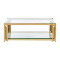 COUCHTISCH - 123.5 cm x 63.5 cm - Glas - Goldfarben - NOMELANO - Goldfarben, Glas (63.5/123.5/45.5cm) - Vente-Unique