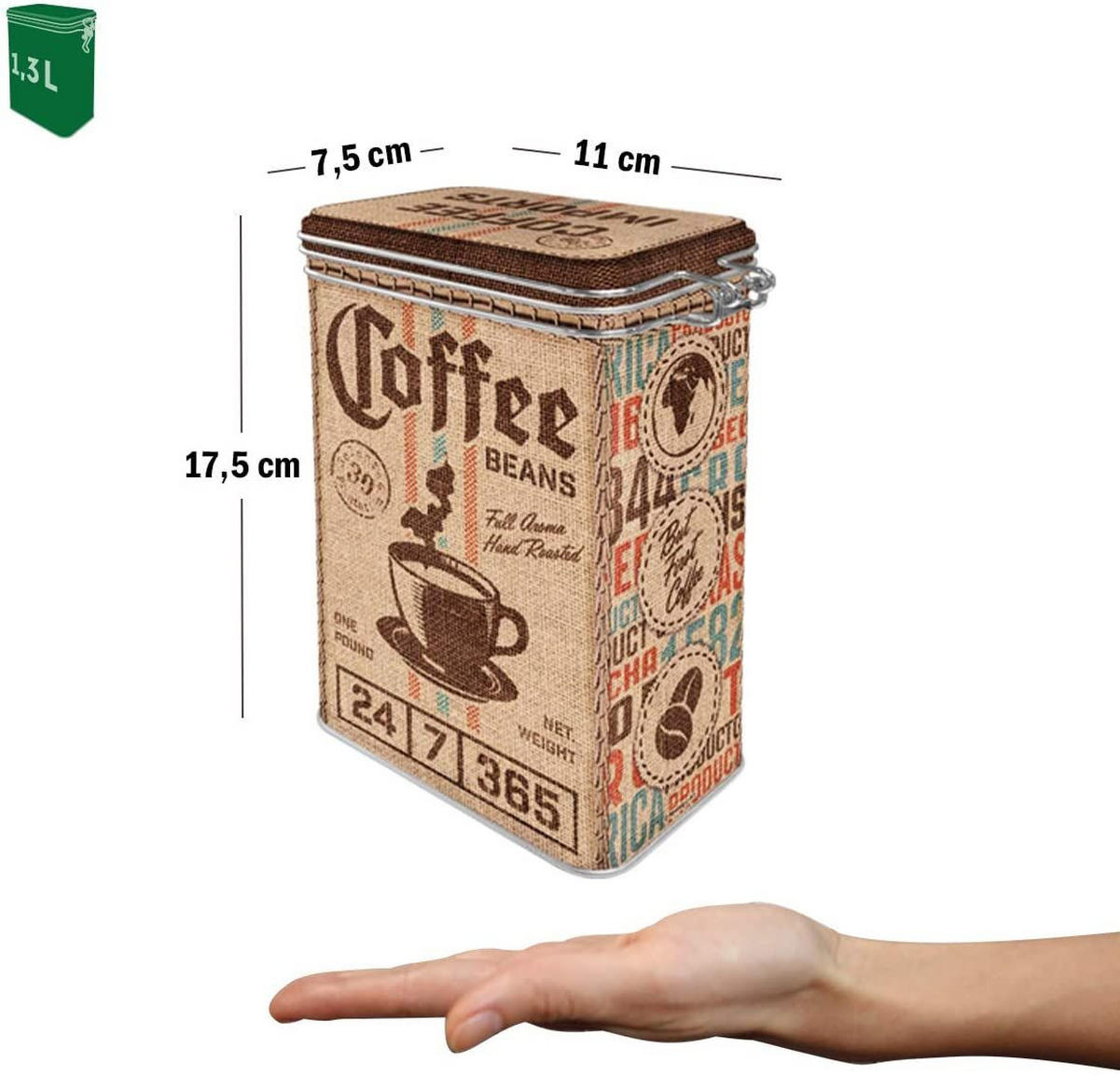 AROMADOSE Coffee & Chocolate Coffee Sack - Multicolor, Metall (11/17.5/7.5cm) - Nostalgic-Art