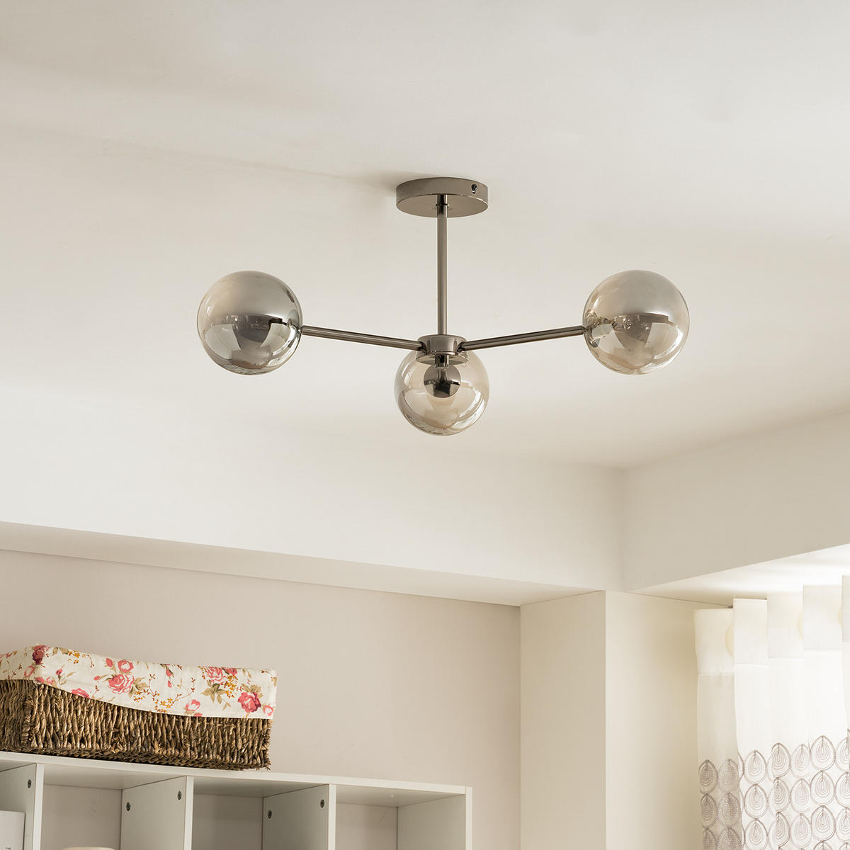 DECKENLEUCHTE - Metall, 3-flammig - Grau, Metall (62/62/25cm) - home24