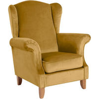 OHRENSESSEL Katria Bezug Samtvelours Buche natur / mais - Gelb, Kunststoff (88/108/84cm) - 58aufmkessel