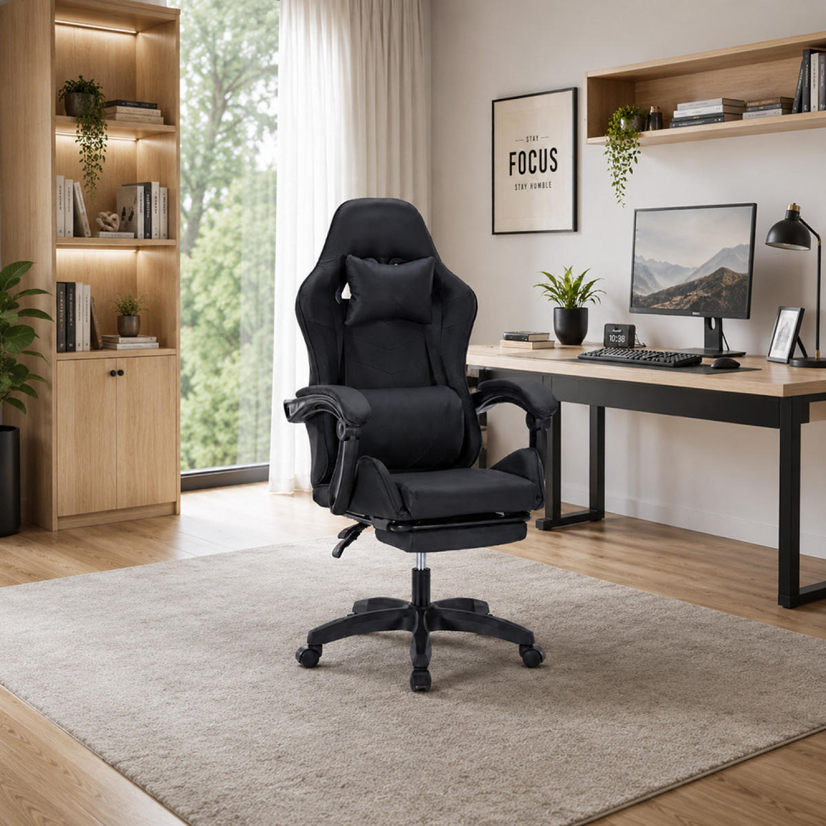 GAMING-STUHL Akron Schwarz Verstellbar Ergonomisch - Schwarz, Kunststoff (63/112/75cm) - Concept Usine
