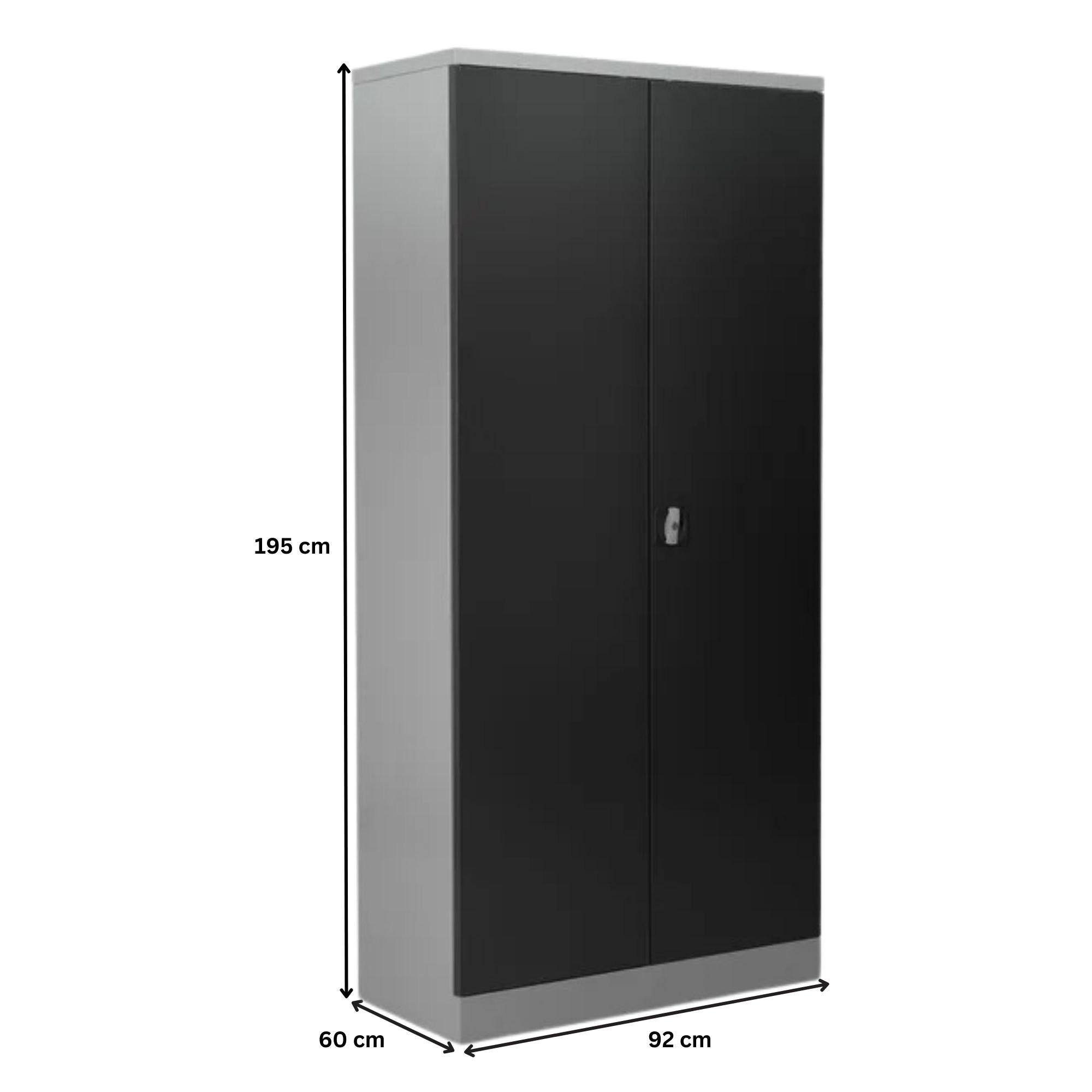 STAHLSCHRANK Bee mit 9 lackierten Fachböden 195x92x60 cm Korpusfarbe Lichtgrau Frontfarbe Anthrazit - Anthrazit, Metall (92/195/60cm)