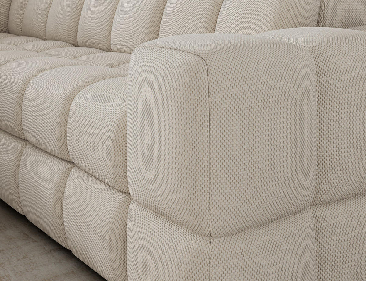 ECKSOFA Bronon mit Schlaffunktion und Bettkasten – Modernes Design, verstellbare Kopfstützen und verschiebbare Rückenlehnen - Beige, Kunststoff (296/109cm) - Wohnideebilder