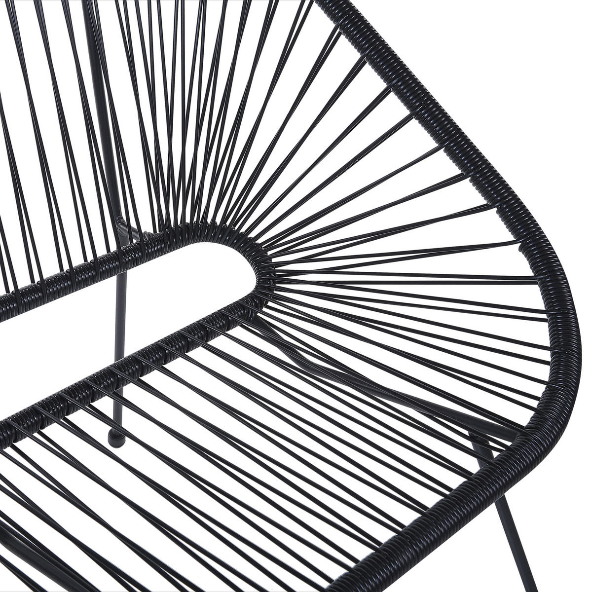 GARTENBANK Rattan schwarz 114 cm Acapulco - Schwarz, Kunststoff (114/88/78cm) - Beliani