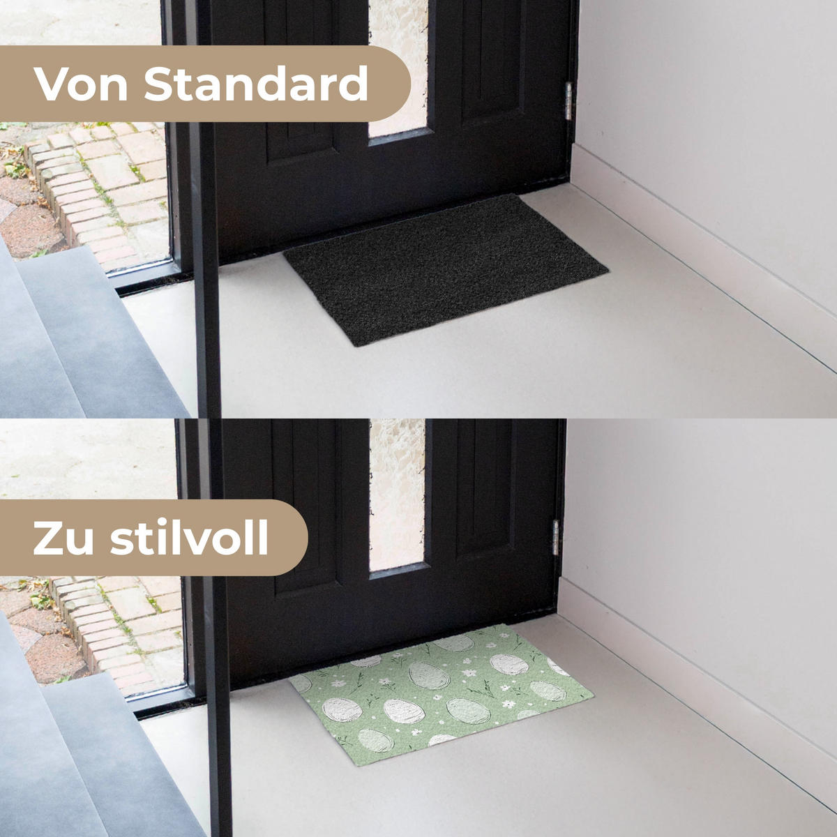 FUSSMATTE Grün - Eier - Muster 60x40 cm - Waldgrün, Kunststoff (40/60cm) - MuchoWow