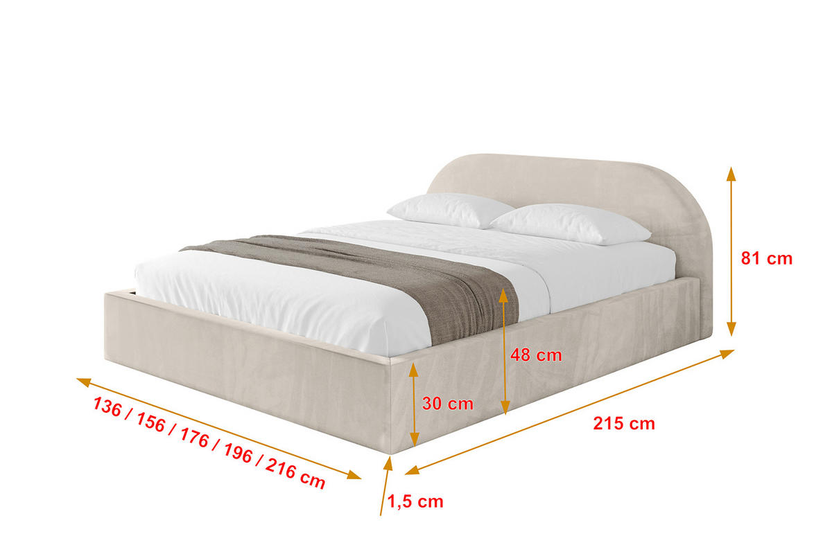 POLSTERBETT mit Bettkasten und Lattenrost, Bett mit Matratze H3/H4 - TIVON-V1 180x200 Beige - Beige, Holzwerkstoff/Textil (180/200cm) - ALTDECOR