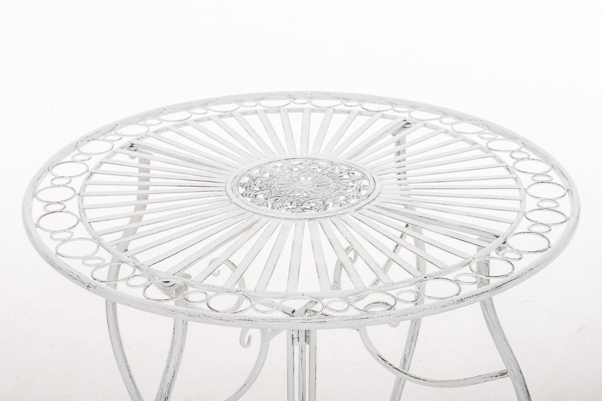 BALKONSET Bistroset Rizar Metall Antik weiß 2 Personen - Weiß, Metall - DELUKE