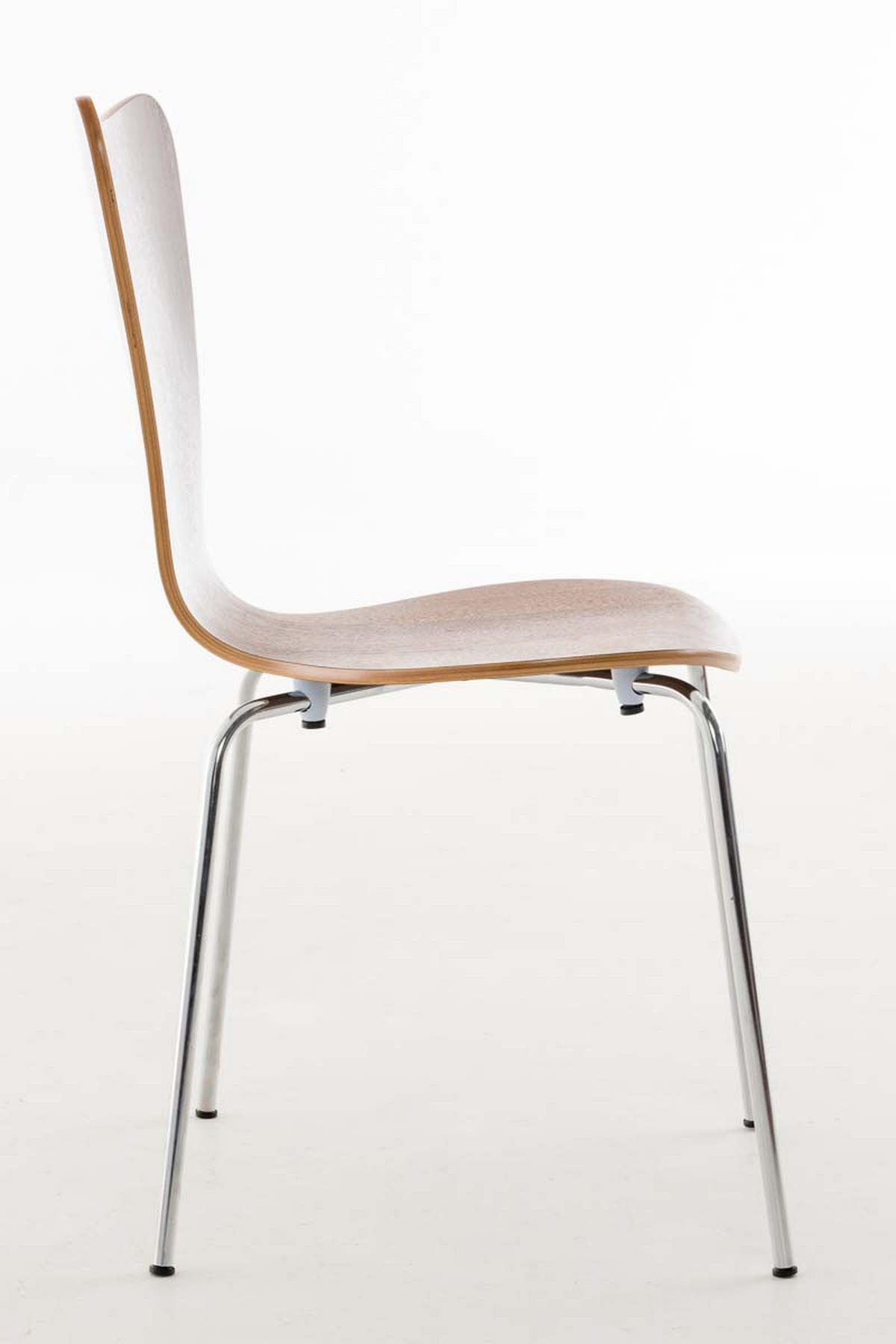 BESUCHERSTUHL Calisso mit Holzsitz und Metallgestell, Farbe: Walnuss - Chromfarben/Walnussfarben, Holz/Metall (42/85/47cm) - TPFLiving