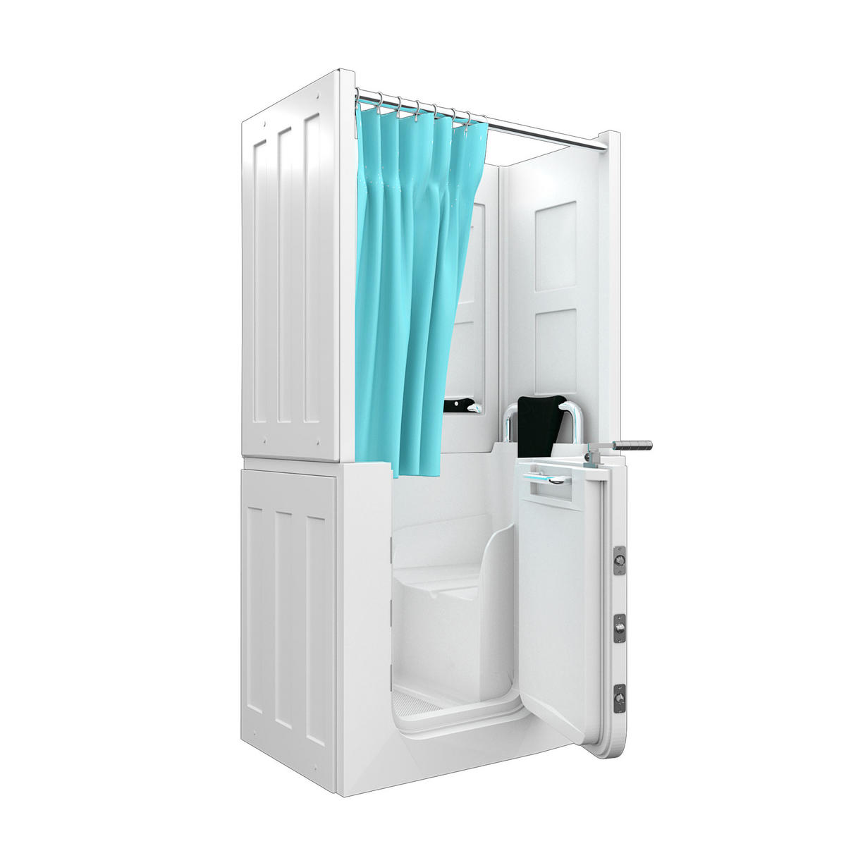 SENIOREN Dusche Sitzwanne Tür Seniorenwanne S08D-C-R - Weiß, Glas/Kunststoff (110/68/205cm) - AcquaVapore by Sandra Jentho