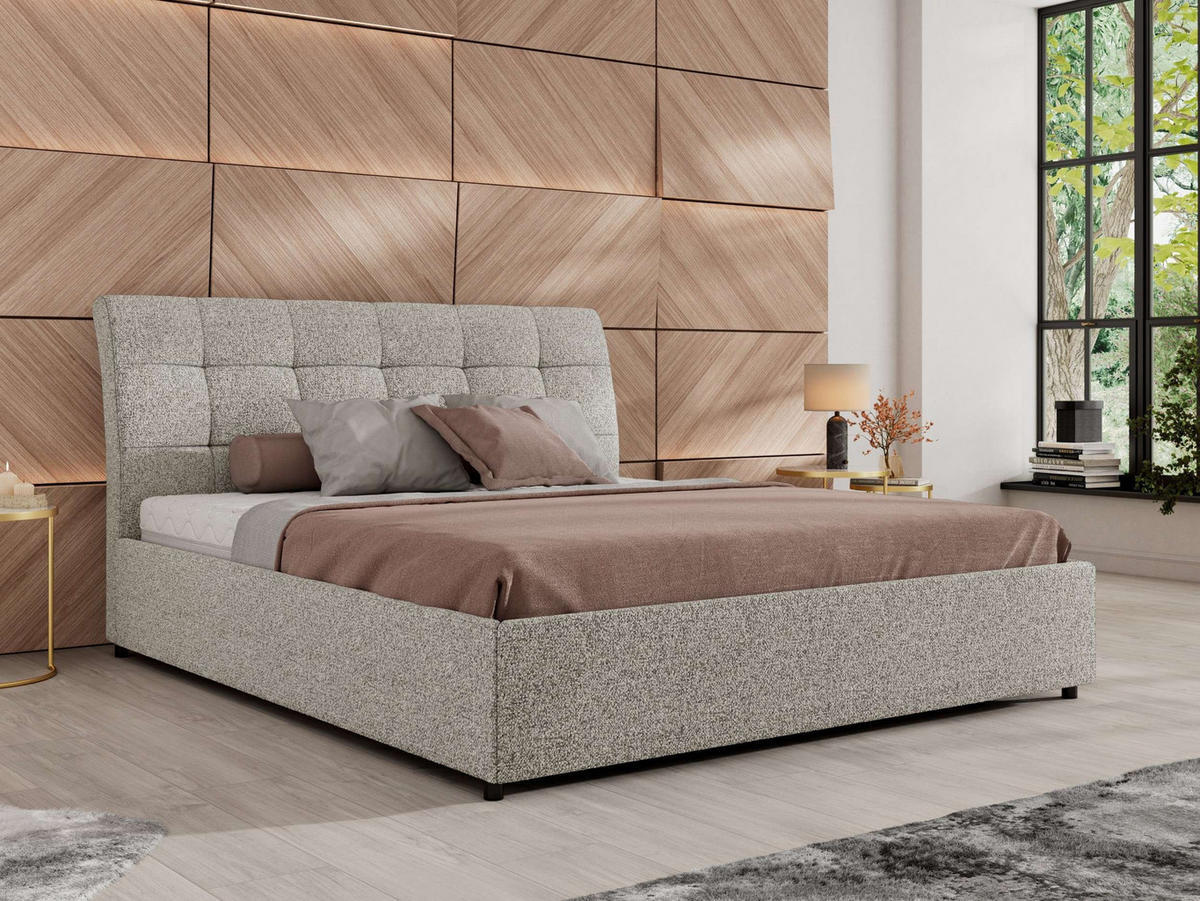 POLSTERBETT GALA CLASSIC 180/200 - Hellgrau Strukture - Schaum-Matratze - Hellgrau, Textil (180/200cm) - MKS