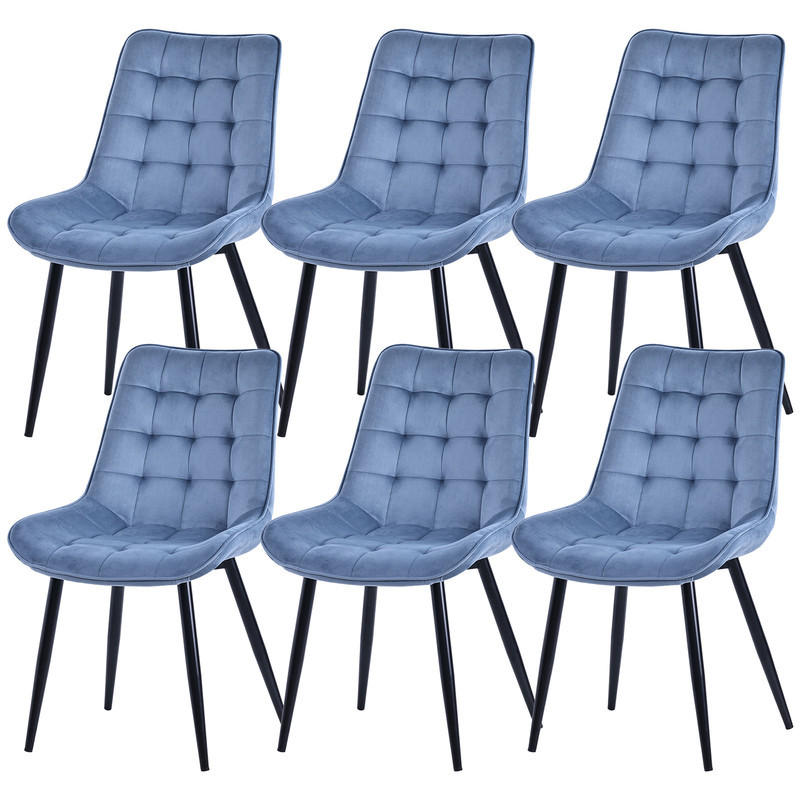 STUHL-SET 6 Stück aus Samt in Modernem Stil-YZ2 - Blau, Textil (53/88/62.5cm) - HOMAVO