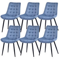 STUHL-SET 6 Stück aus Samt in Modernem Stil-YZ2 - Blau, Textil (53/88/62.5cm) - HOMAVO