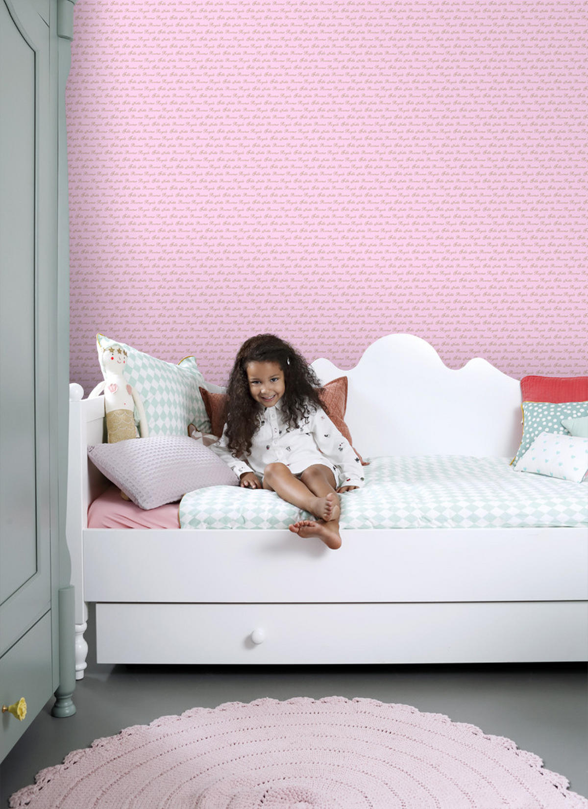 TAPETE Prinzessinnen Wörter 53 cm x 10.05 m - Pink, Papier (53/0.1cm) - ESTAhome