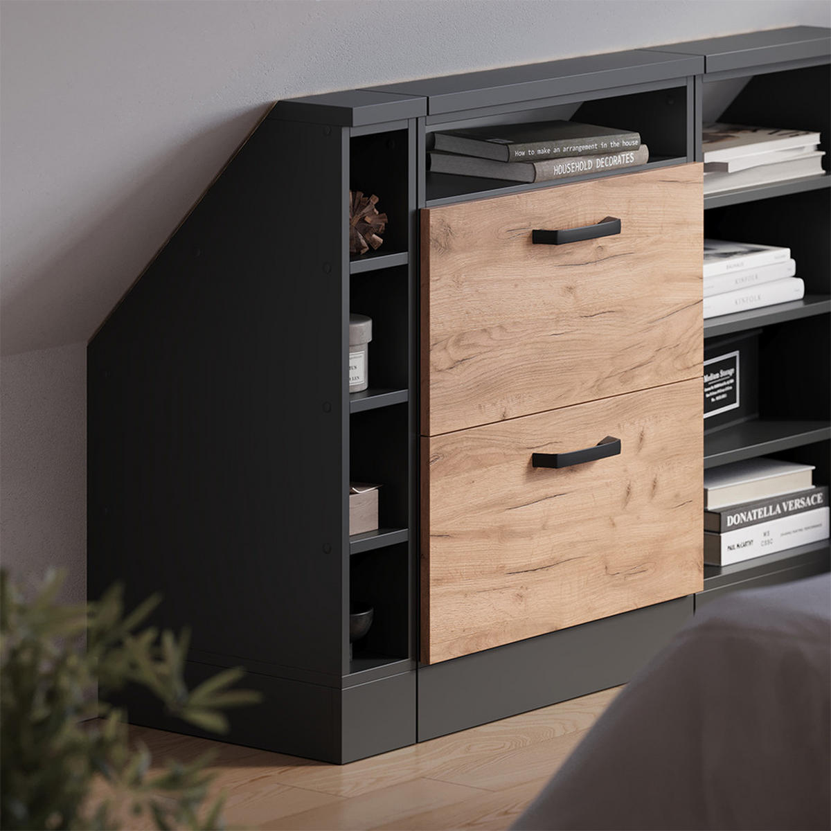 SKŘÍŇ POD ŠIKMOU STŘECHU Rion Antracit - antracitová, kompozitní dřevo (15/81.6/46cm) - Vicco