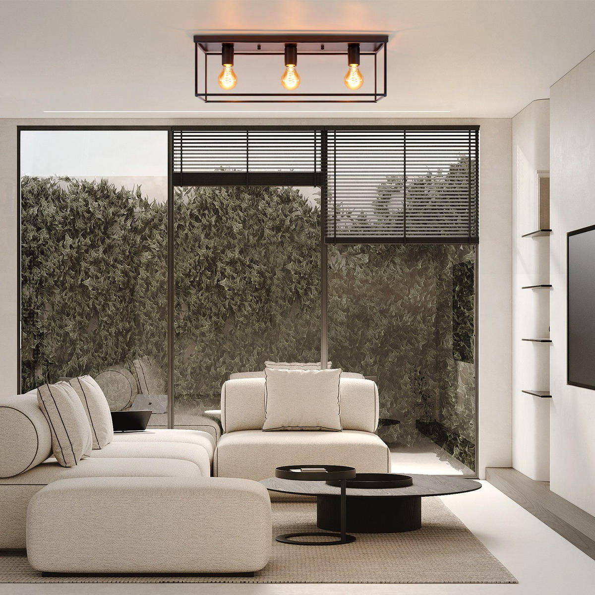 DECKENLEUCHTE Liorael 58/15/20 cm - Schwarz, Metall (58/15/20cm) - ZMH