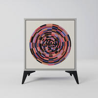 SIDEBOARD BROWN CIRCLES, Grau, 57,5x42x70,5 cm, Schwarze Metall-Sternfüße - Multicolor/Schwarz, Holzwerkstoff/Metall (57.5/70.5/42cm) - SpaceRebels