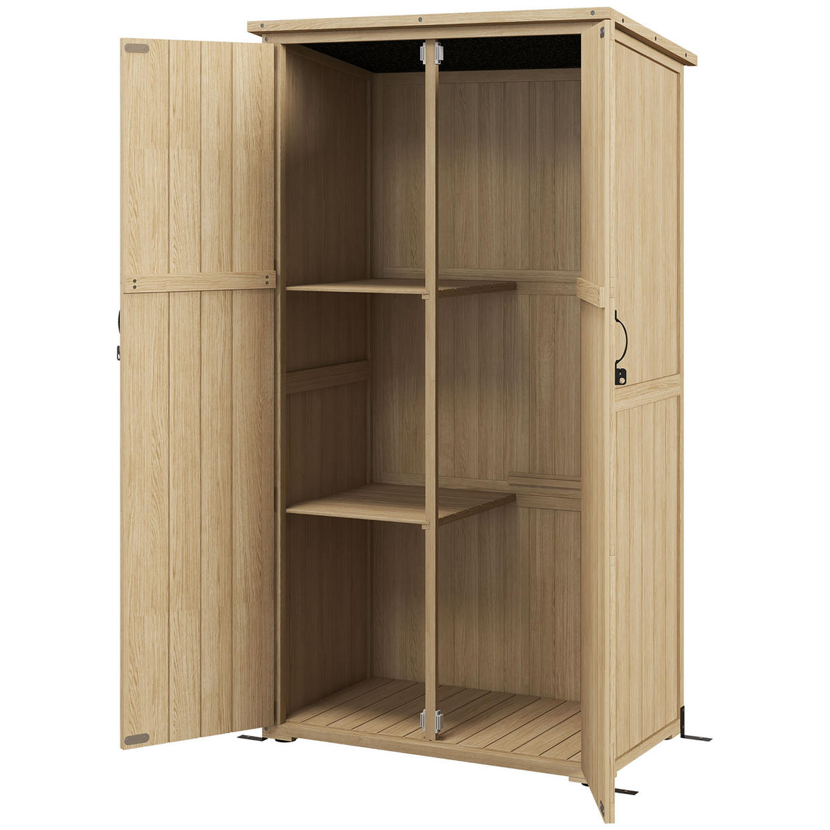 GERÄTESCHUPPEN DE-17581 2 Böden mit Bitumendach Naturholz - Naturfarben, Holz (90/168.5/54.5cm) - ComfortXL