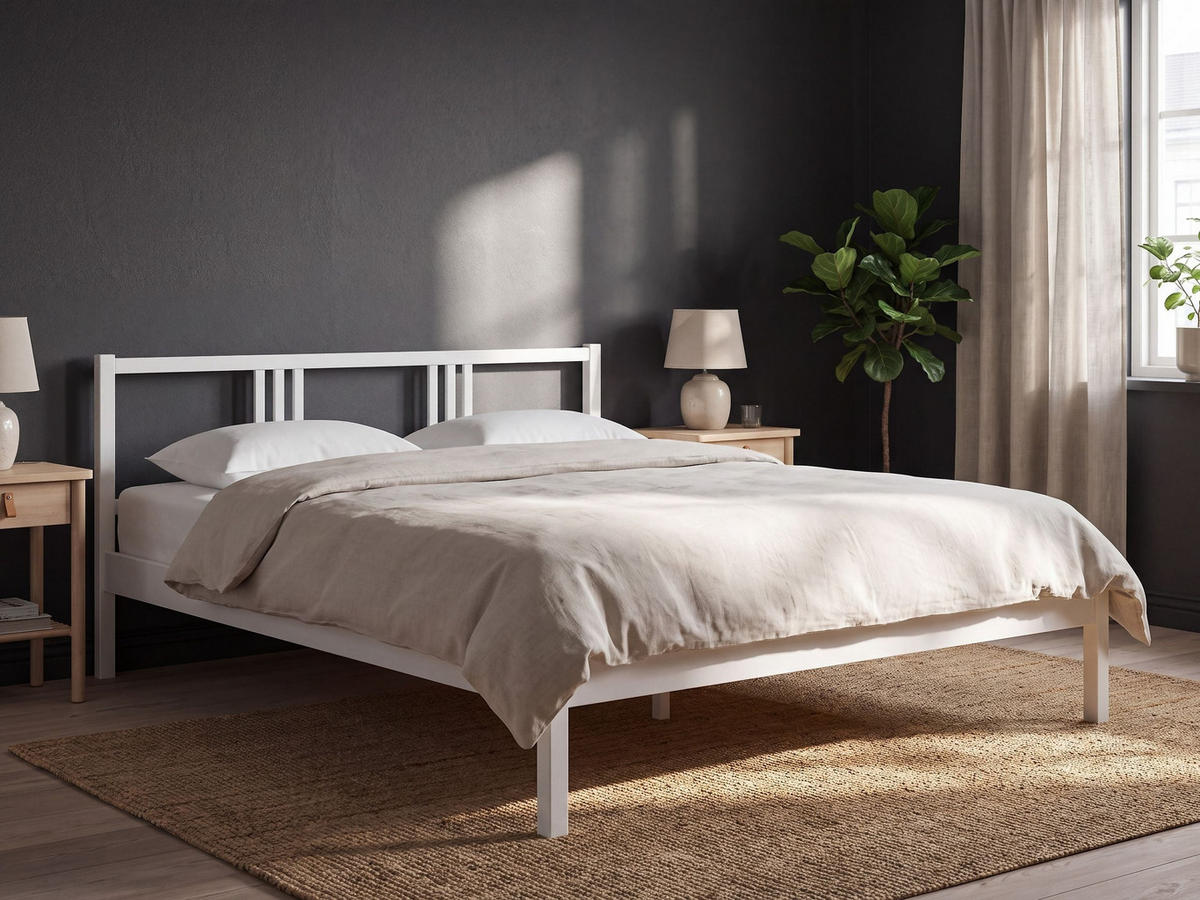 BETT mit Lattenrost 180x200 cm Weiß Vannes - Weiß, Holz (180/200cm) - Beliani