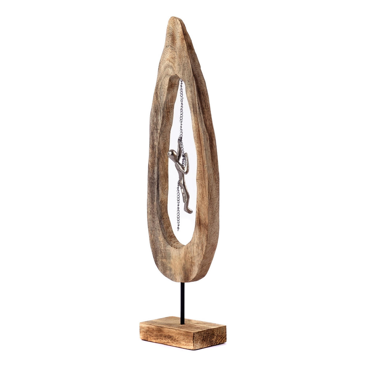 SKULPTUR Swing Mangoholz, Metall silber-natur - Naturfarben, Metall (18/65/9cm) - CREEDWOOD