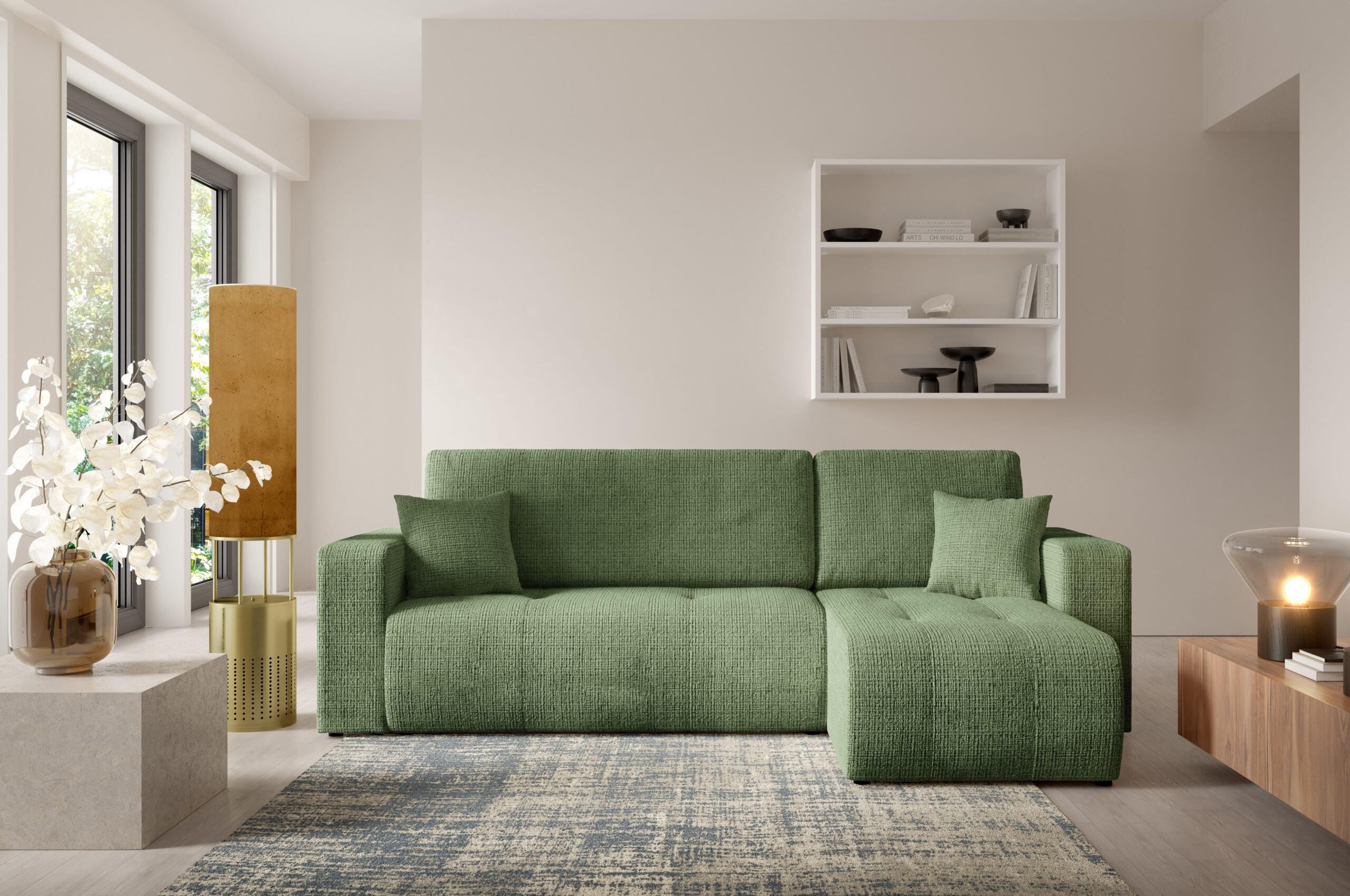 ECKSOFA mit Schlaffunktion Grün - Grün, Textil (244/145cm) - Furnisell