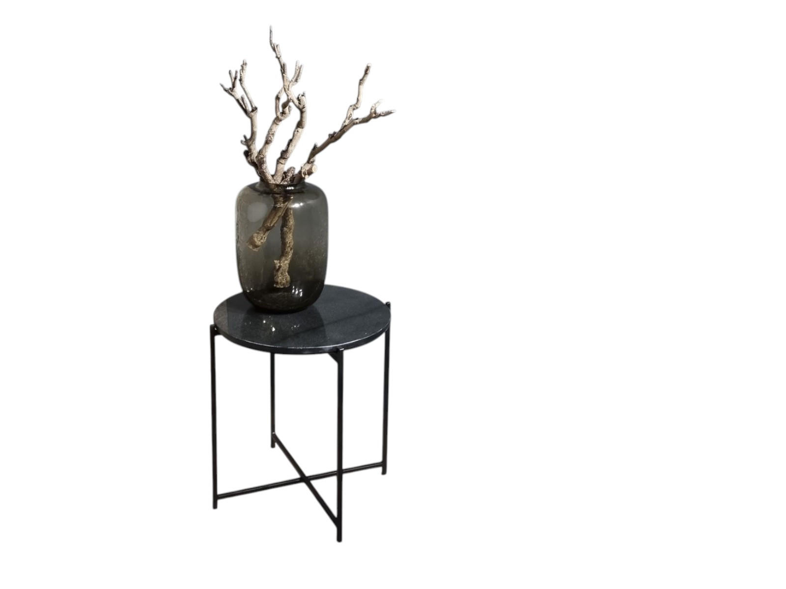 BEISTELLTISCH Marmer Marmor Durchmesser 49 cm Schwarz - Schwarz, Stein (49/49/51cm) - Villa Möbel