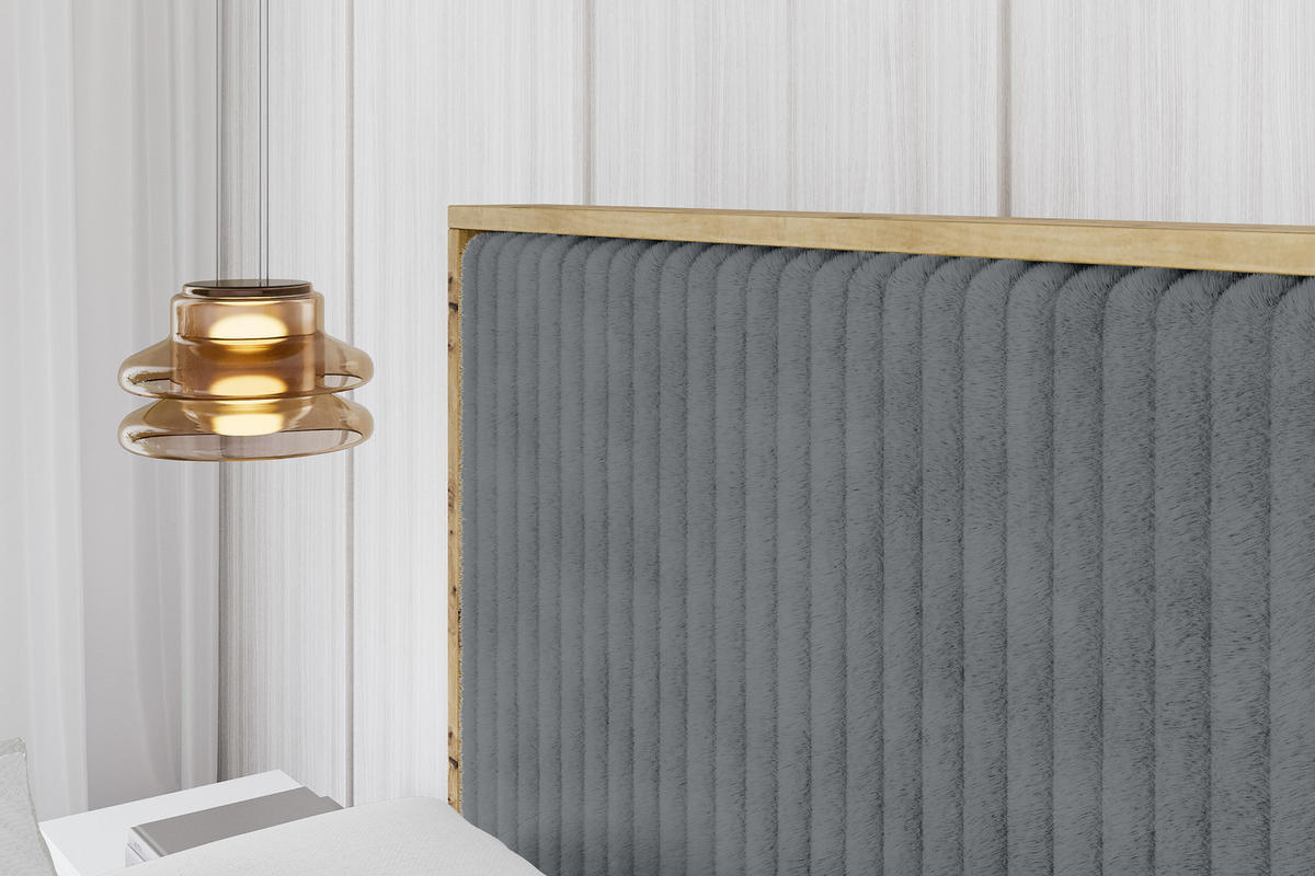 POLSTERBETT mit Bettkasten und Lattenrost, Boxbett mit Kopftei und Stauraum ohne Matratze - ENZO10 140x200 Dunkelgrau - Dunkelgrau, Holzwerkstoff/Textil (140/200cm) - ALTDECOR